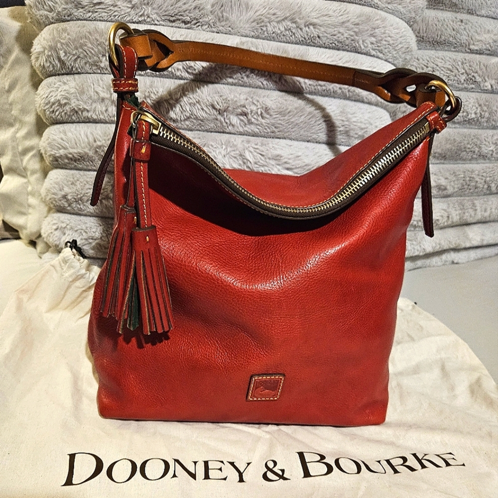 Dooney & Bourke Red Leather Hobo with Tassel